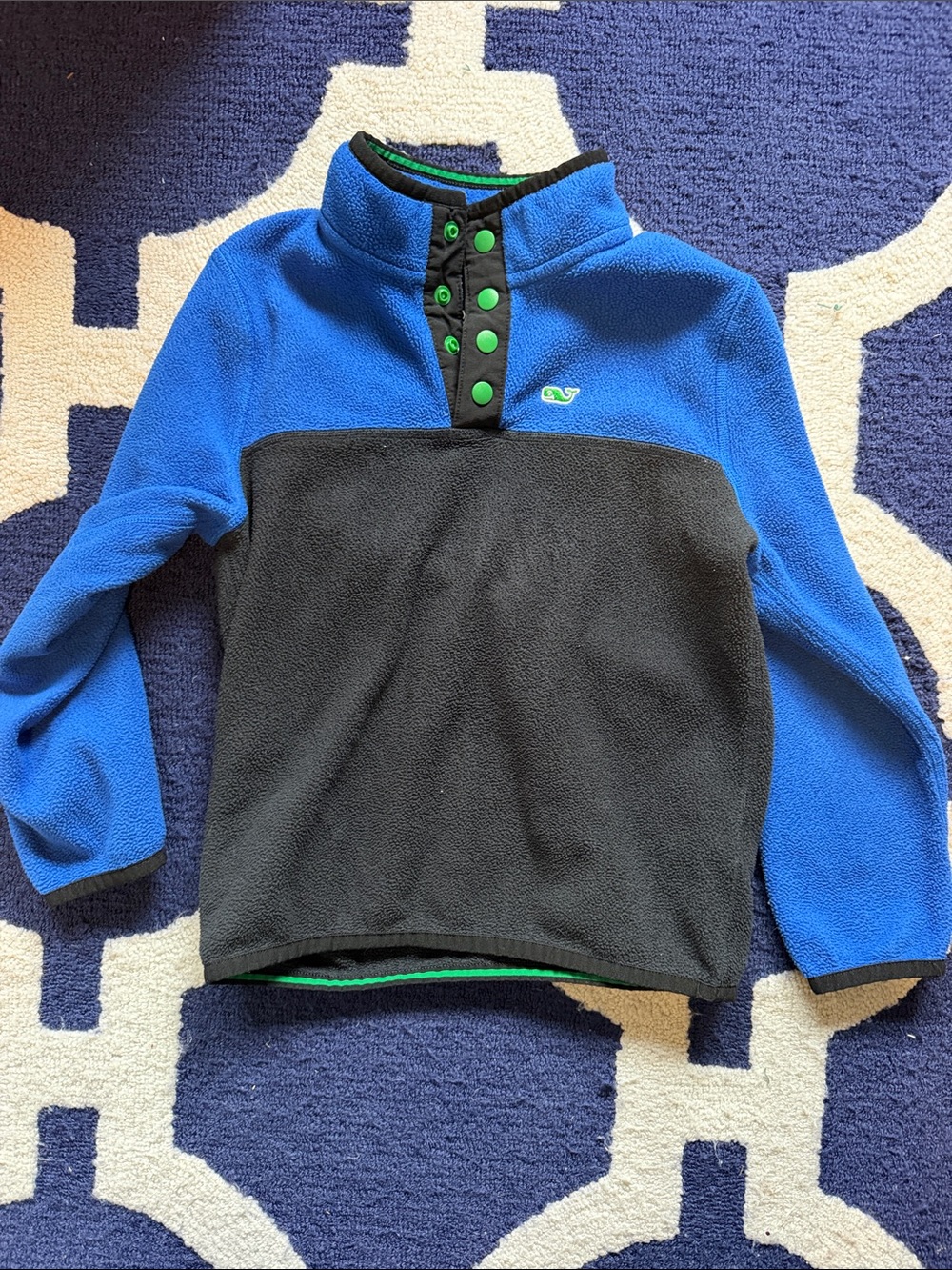 Vineyard Vines Blue, Black & Green Snap Fleece Pullover